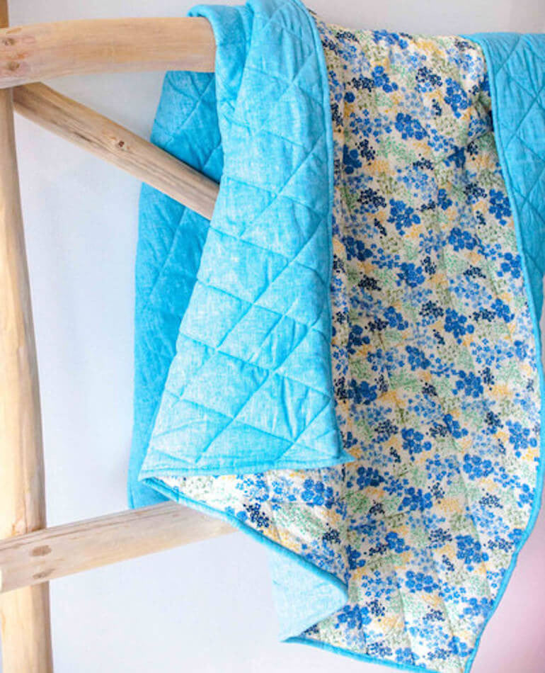 MILLY + EUGENE | BLUE FLORAL BABY COT BLANKET | BackstreetShopper.com.au