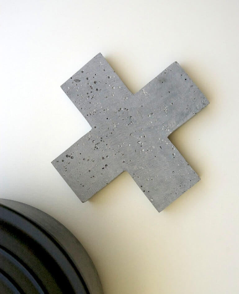 Zakkia | Cross Concrete Trivet - Natural | BackstreetShopper.com.au