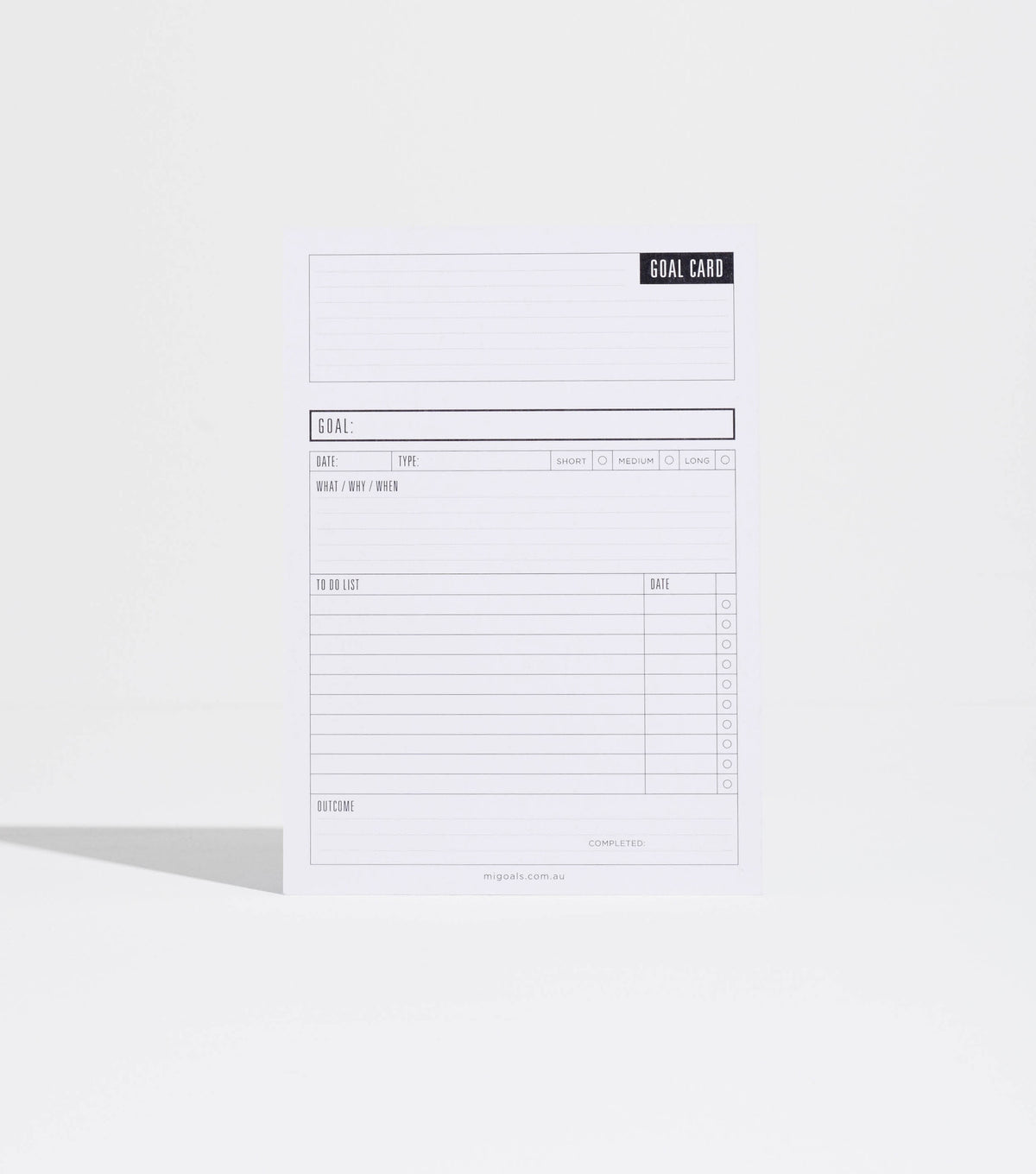 Mi Goals | GOAL CARD: HUSTLE - BACK | BackstreetShopper.com.au