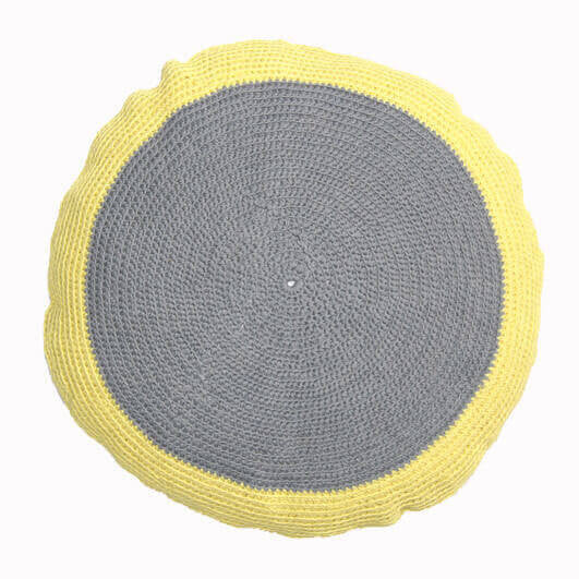 Yellow and Grey Crocheted Cushion | Taylor + Cloth | BackstreetShopper.com.au